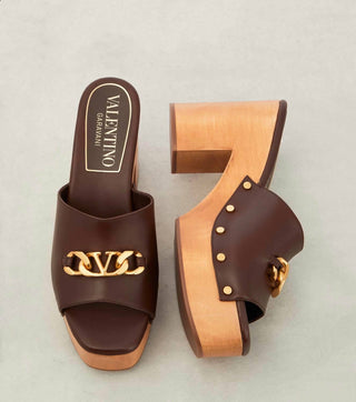 Valentino Garavani - Women's Vlogo Chain Leather Mules