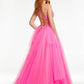 Ashleylauren - Spaghetti Strapped Tulle Prom Dress