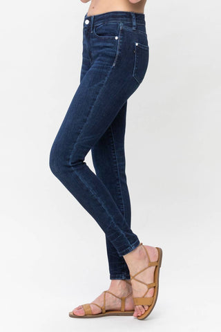 Judy Blue - Mid Rise Classic Crinkle Ankle Detail Skinny Denim Jeans