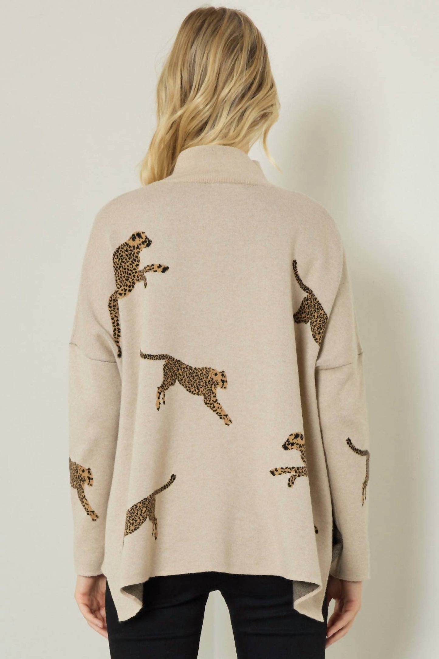 Entro - Leopard Poncho Tunic Sweater