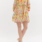Entro - Floral Breeze Mini Dress with Ruffle Accents & Banded V-Neck Detail