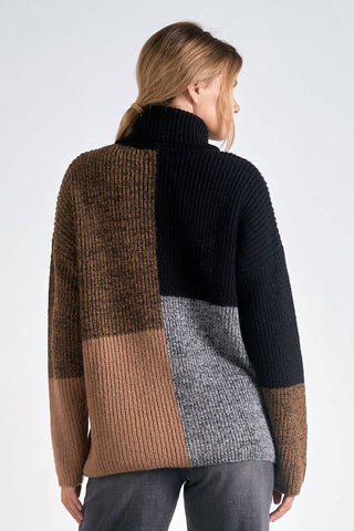Elan - Colorblock Turtle Neck Sweater