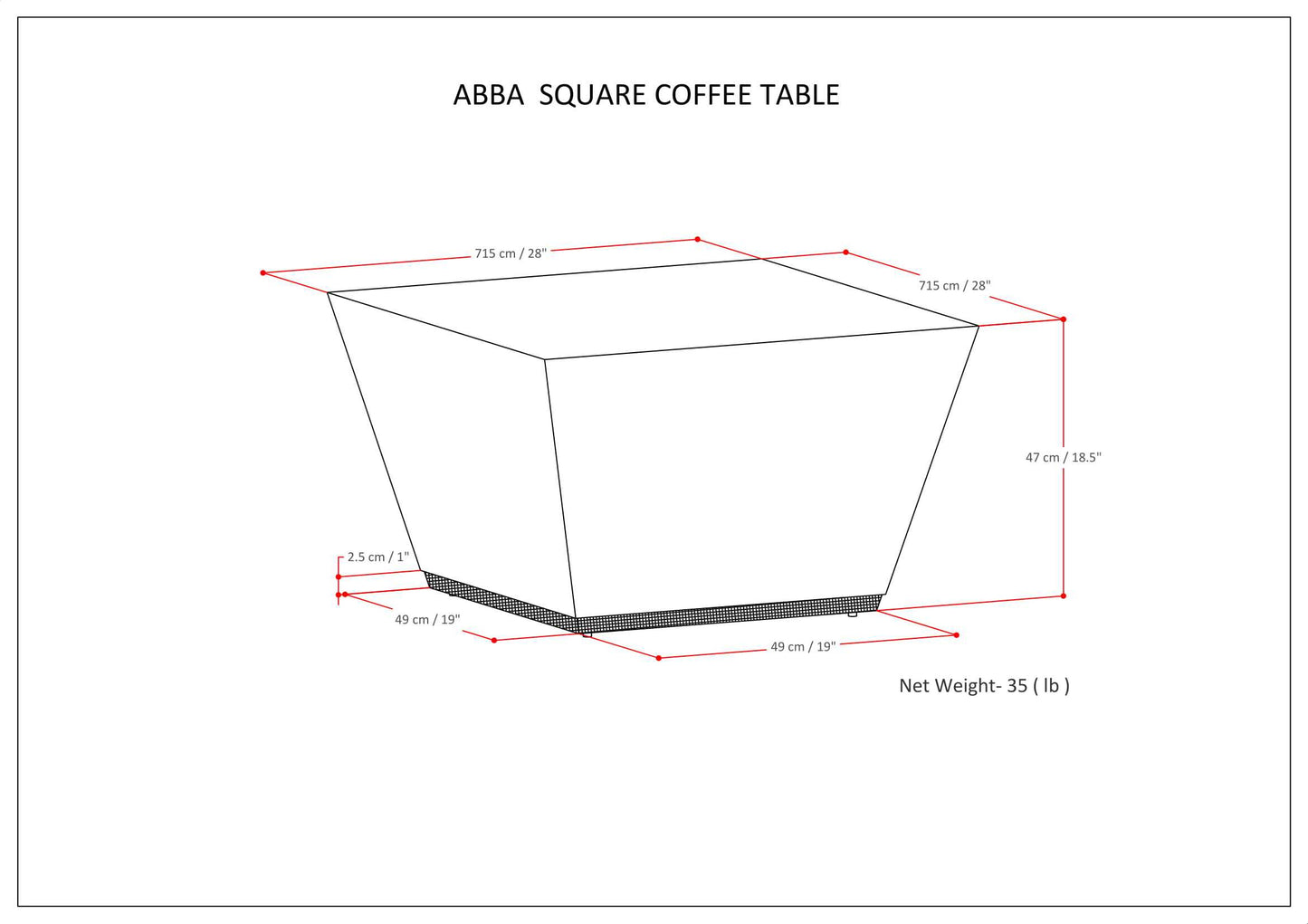 Abba - Square Coffee Table - Cognac Brown