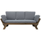 TOPMAX Outdoor Adjustable Patio Wooden Daybed Sofa Chaise Lounge with Cushions