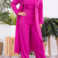 Karen T Design - Longline Blazer, Tank Top, And Wide-leg Pants Set