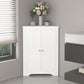 Corner Cabinet With 2 Doors And Adjustable Shelves, Freestanding Narrow Storage Organizer For Bathroom - White