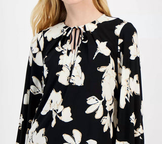 Anne Klein - Tie-front Split-neck Blouse