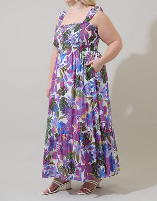 Sugarlips - Evren Tropics Smocked Maxi Dress - Plus