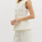 Entro - Sleeveless Gold Button Detail Top