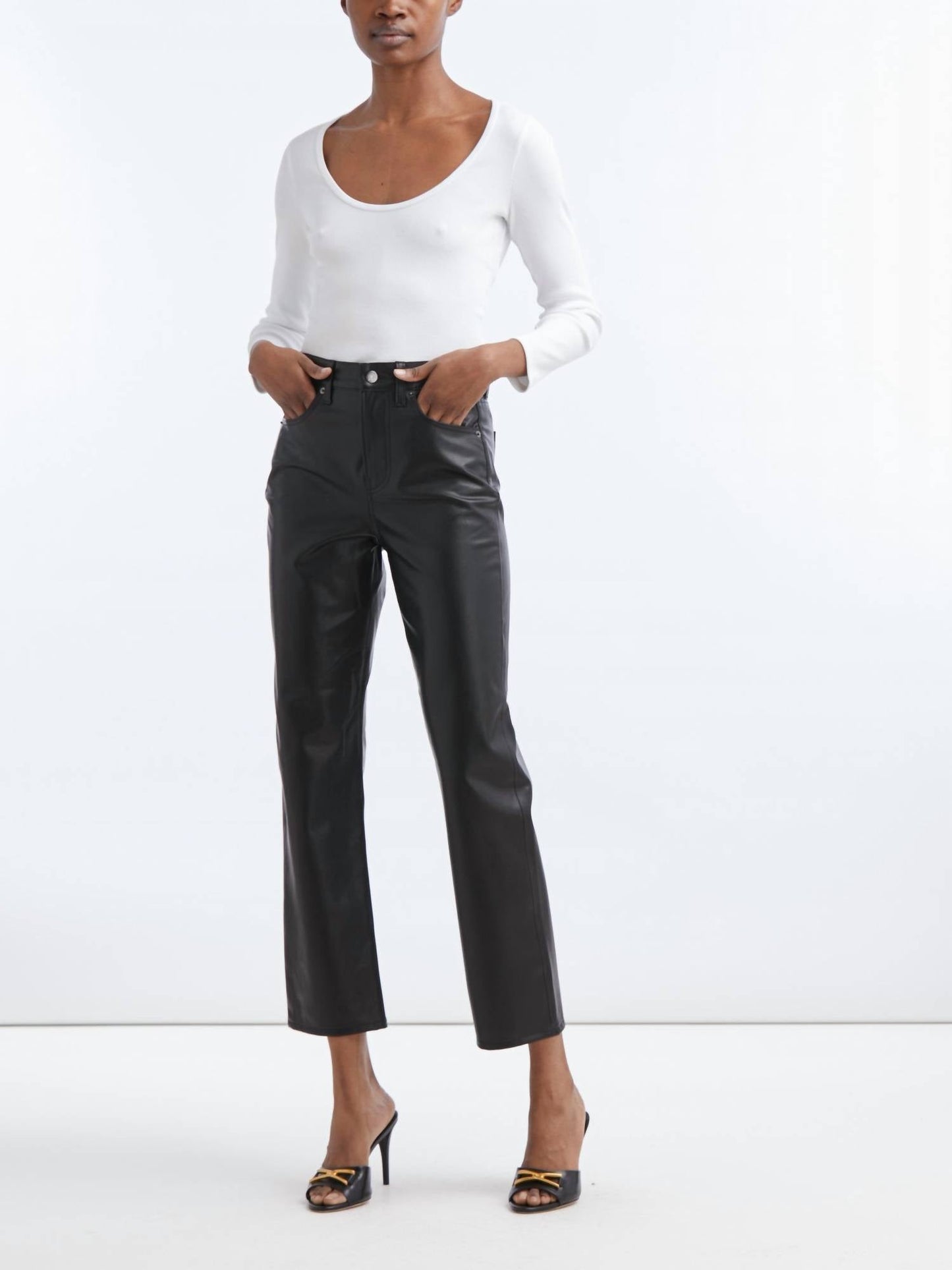 Veronica Beard - JOEY VEGAN LEATHER STRAIGHT LEG PANTS