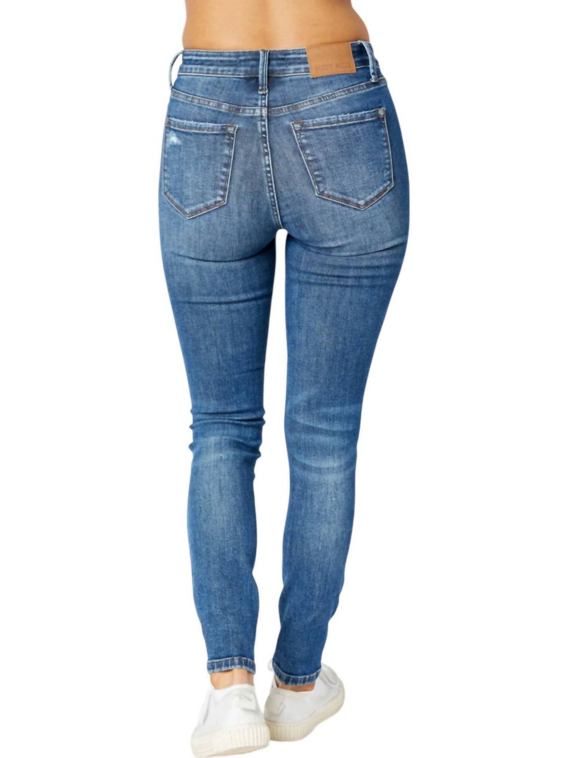 Judy Blue - Mid Rise Tummy Control Destroy Skinny Jeans