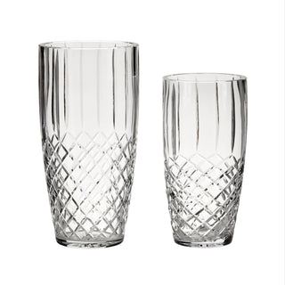 Creative Gifts International - Crystal Linear Vase With Medallion II Pattern - 10" X 5"