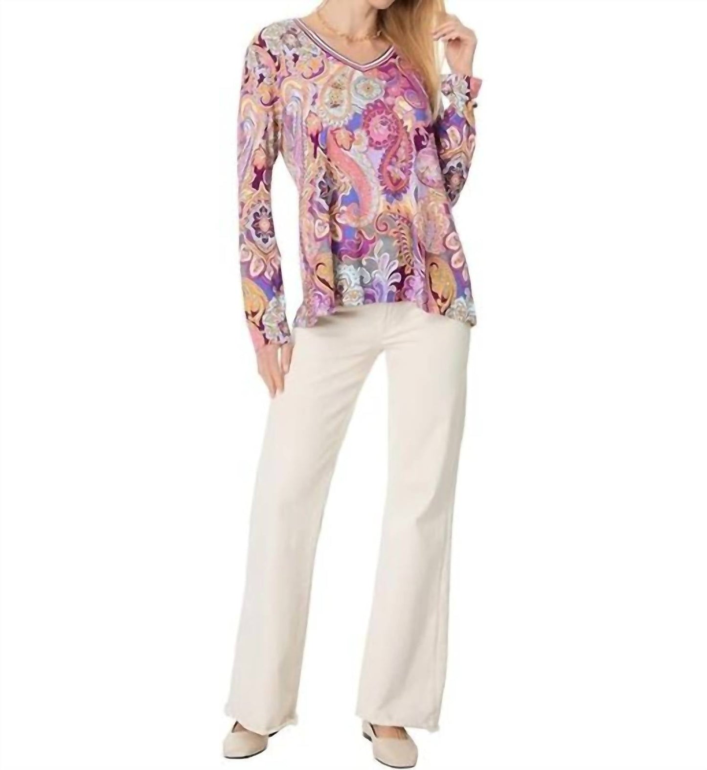 Johnny Was - THE JANIE LONG SLEEVE V-NECK SWING TEE