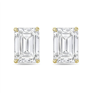 Diana M Jewels - 10.00 Cts Lab Grown Emerald Cut Stud Earrings