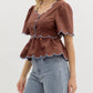 Entro - Short Sleeve ruffle hem Top