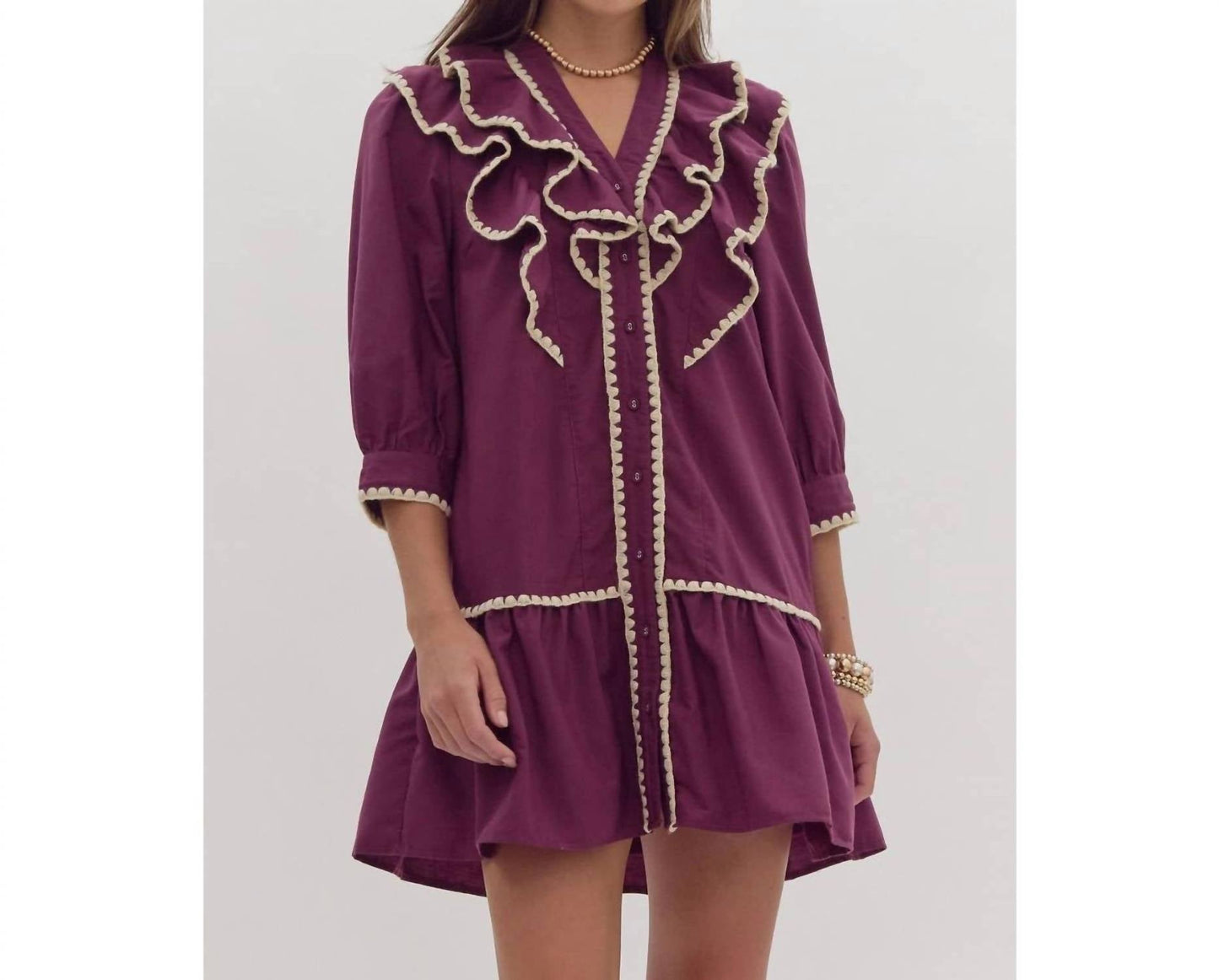 Style Usa - Solid Ruffled Mini Dress