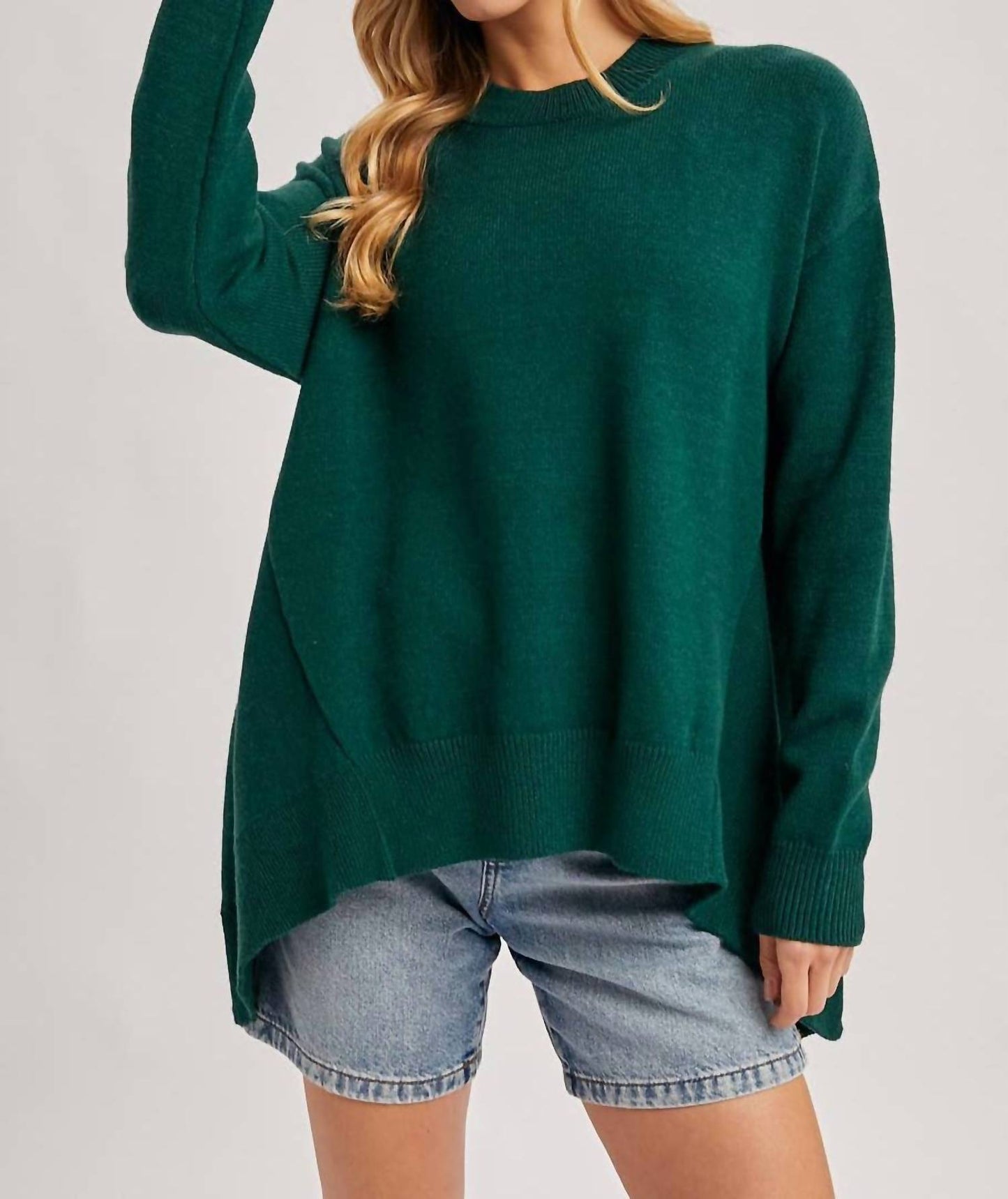 Bluivy - Women's Mock Neck Trapeze Knit Sweater
