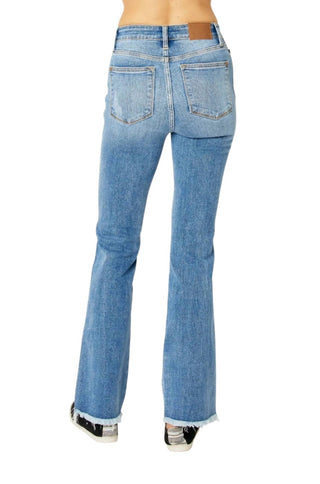 Judy Blue - High Waisted Destroy Fray Hem Bootcut Jeans