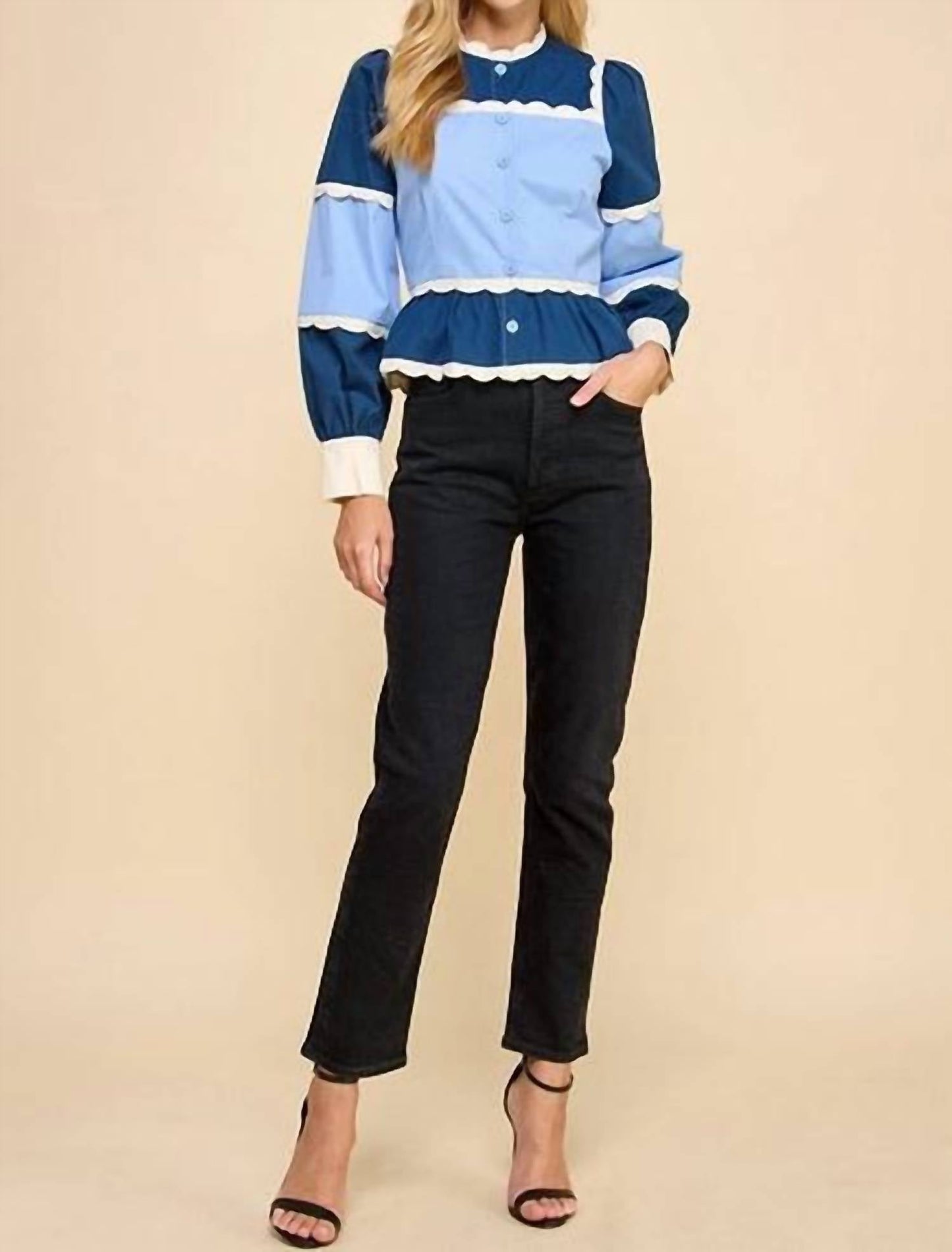 Tcec - Peplum Color Block Top