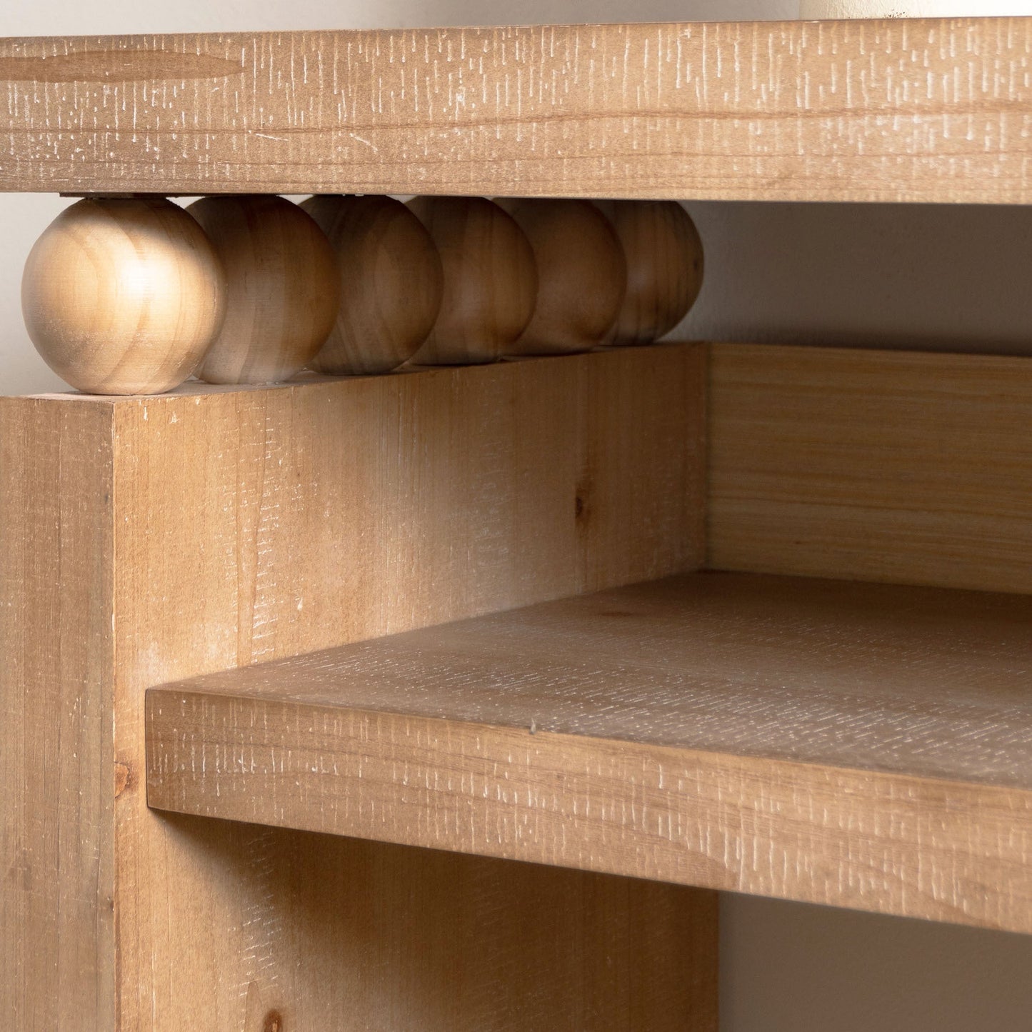 Modern Rustic Console Table – 59” Wood Entryway Table with Shelf & Decorative Bead Detail