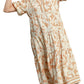 Umgee - Botanical Print A-line Tiered Dress