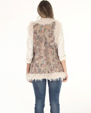 Paparazzi By Biz - Dusty Floral Faux Suede & Faux Shearling Long Vest