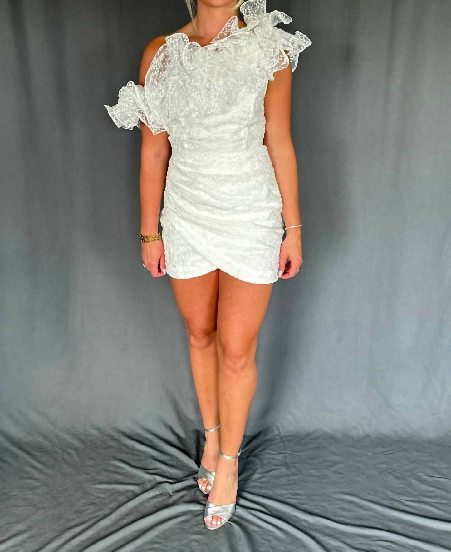 Astr - One Shoulder Ruffle Mini Dress