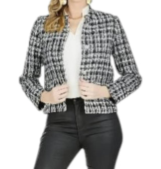 Jade - Tweed Stand Color Crop Jacket