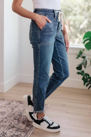 Judy Blue - High Waist Non Distressed Drawstring Denim Joggers