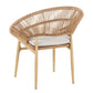 Cyril Outdoor Wicker Papasan Style Dining Chair with Teak Finished Legs - Set of 2