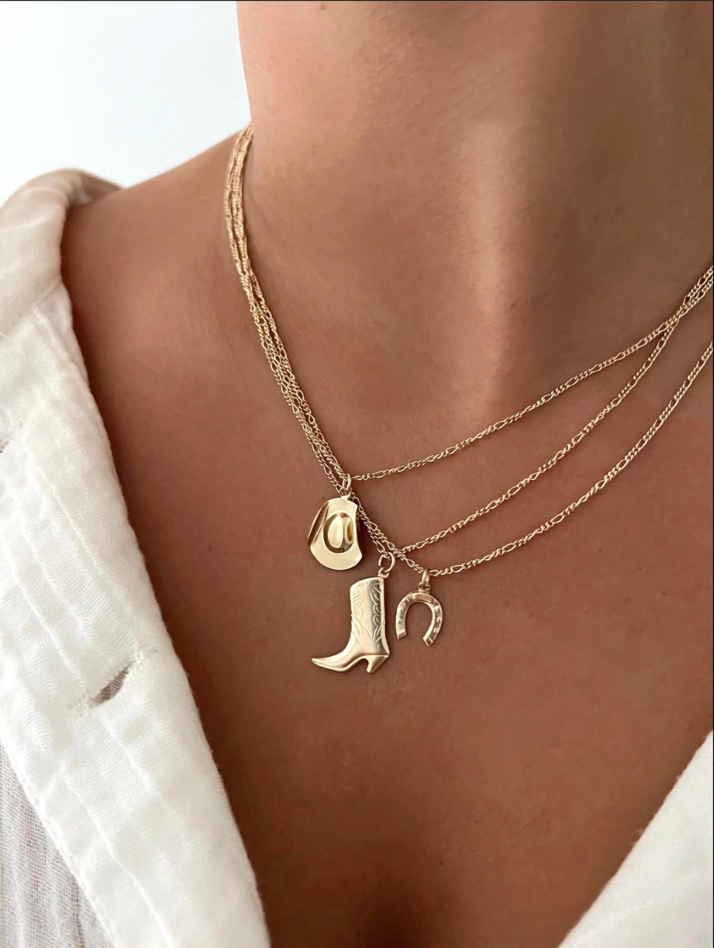 Alv Jewels - Women's Cowgirl Charm Necklace - Hat