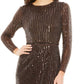 Mac Duggal - Long Sleeve Sequin Mini Dress