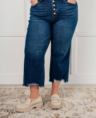 Judy Blue - High Rise Button Fly Wide Leg Crop Jean