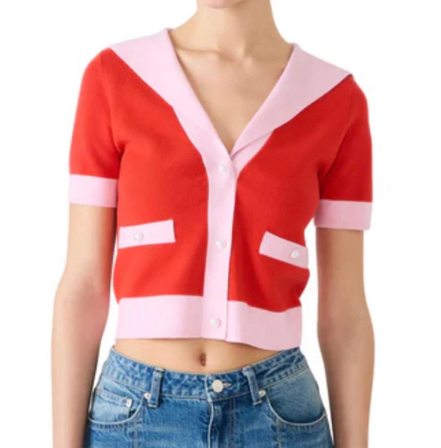 Steve Madden - Aden Short Sleeve V-neck Sweater