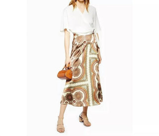 Topshop - Bias Satin Paisley Print Midi Wrap Skirt