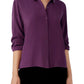 Eileen Fisher Classic Collar Easy Silk Button-Up Shirt in Sweet Plum, Size Large
