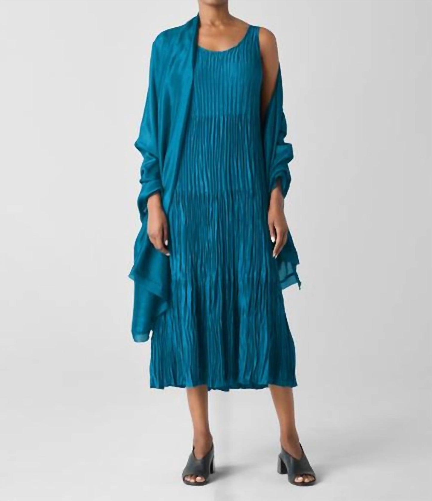 Eileen Fisher - CRUSHED SILK TIERED DRESS