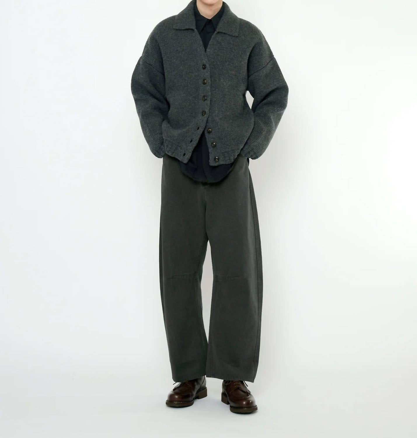 7115 By Szeki - Chunky Collared Recycled Wool Cardigan