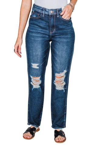 Judy Blue - High Waist Rigid Magic Heavy Destroy Straight Jean