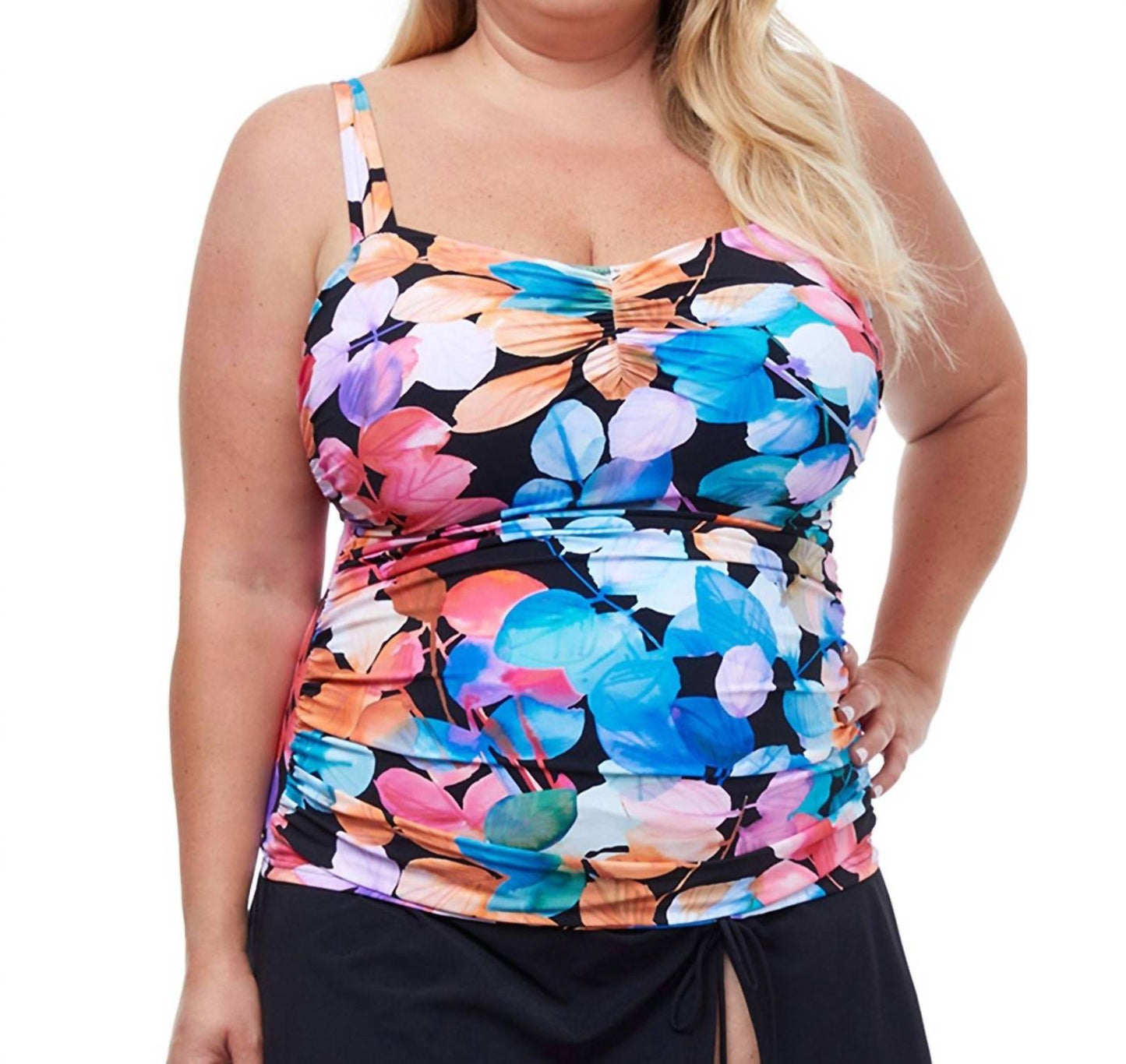Profile By Gottex - Plus Size Shirred Underwire Tankini Top