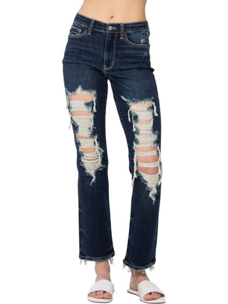 Judy Blue - Heavy Destroyed Straight Leg Jeans