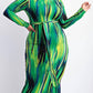 The Curve La - Plus Size Long Sleeve Midi Dress With Self-tie Belt