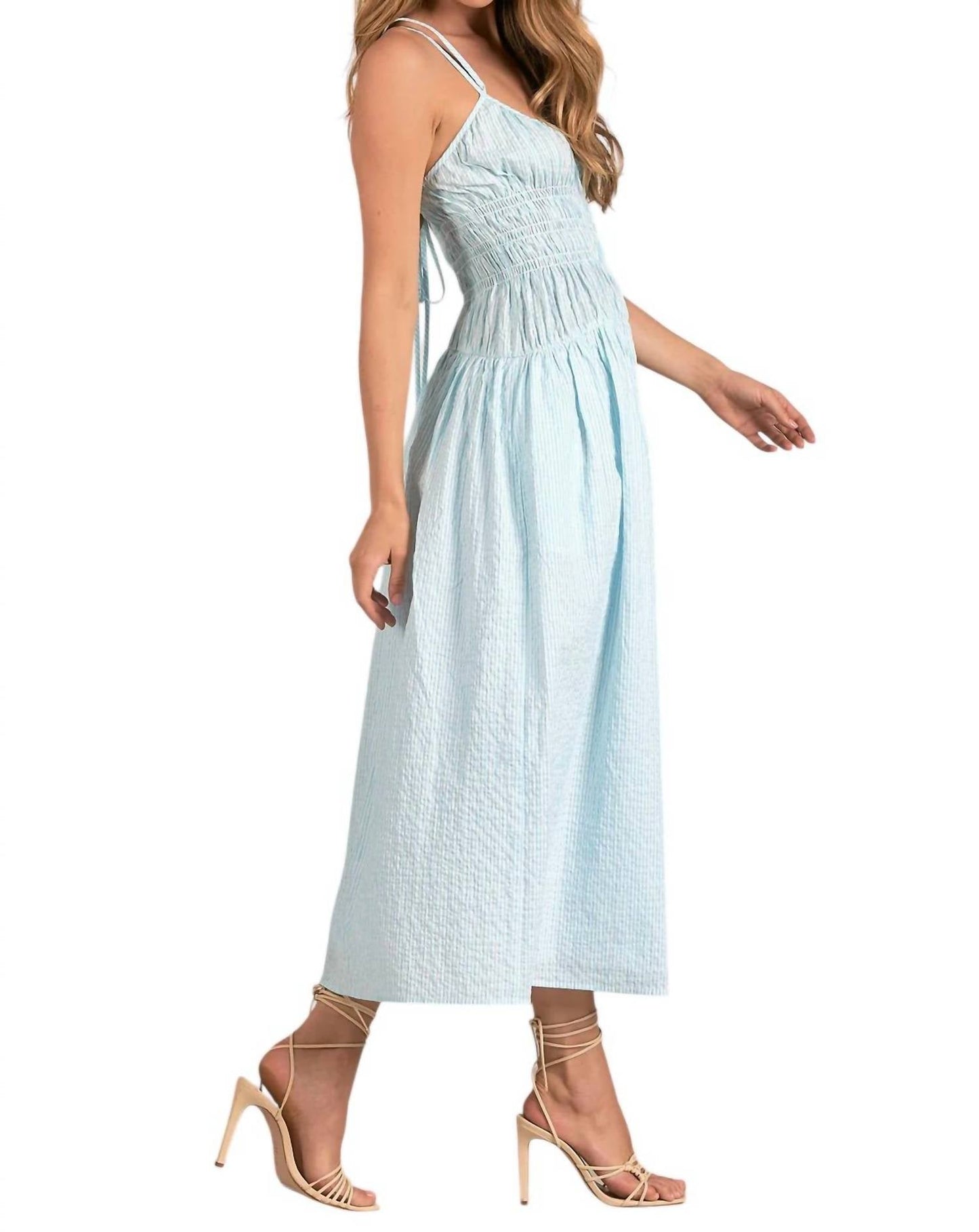 Elan - Striped Spaghetti Strap Maxi Dress