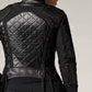 Blanc Noir - Classic Leather Mesh Moto Jacket With Diamond Quilting