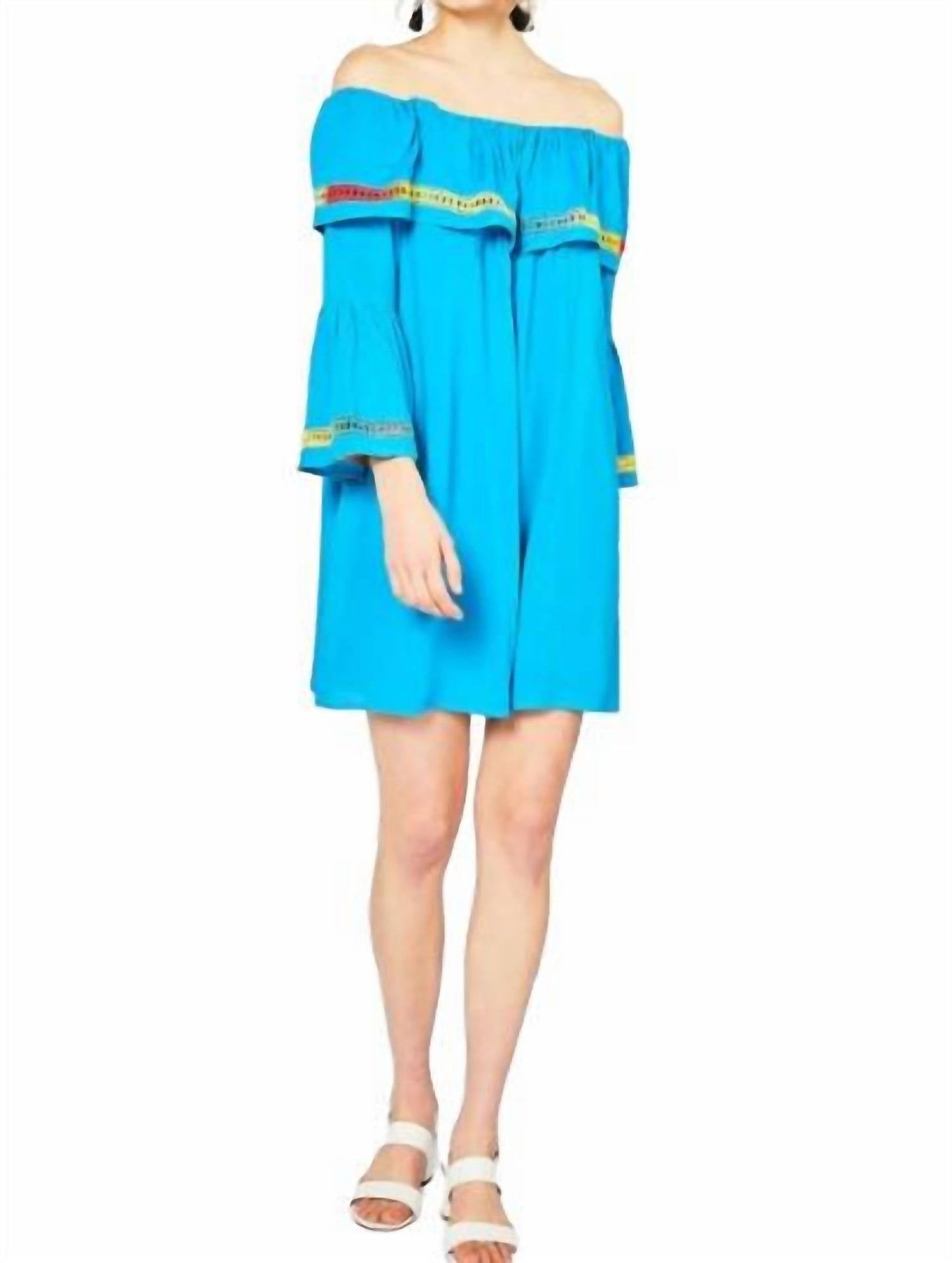 Entro - Off The Shoulder Bell Sleeve Dress