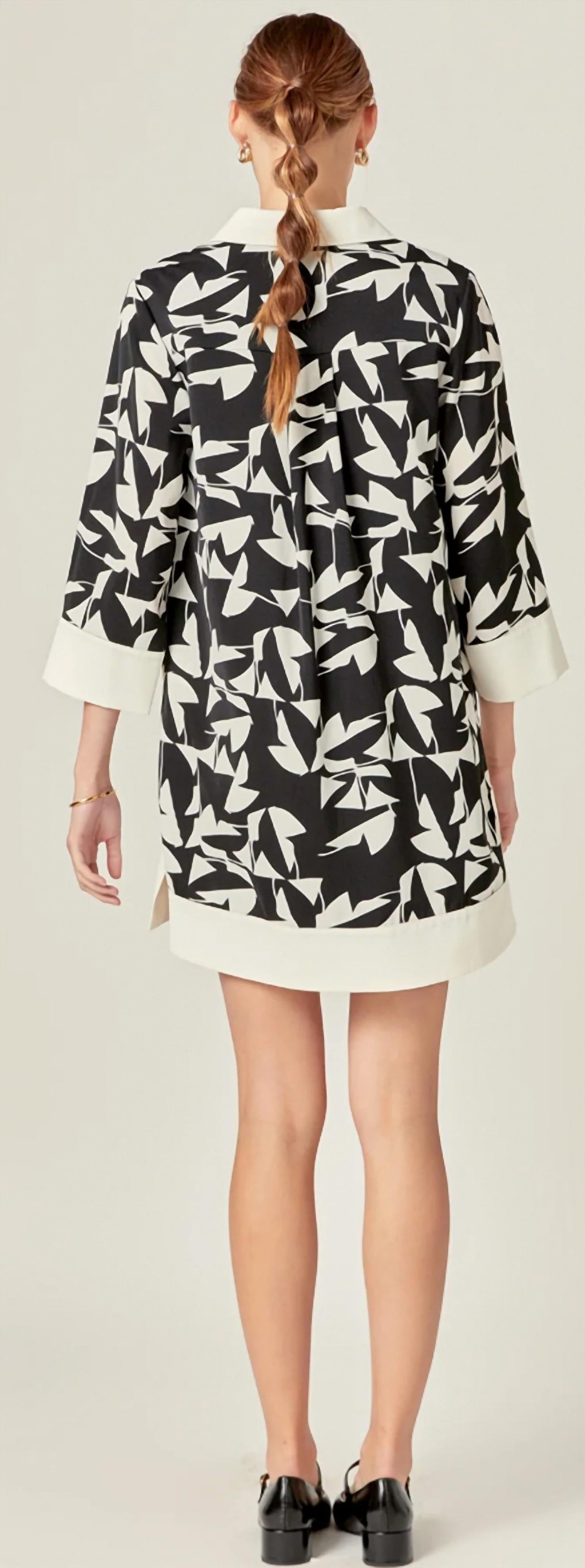 English Factory - Printed 3/4 Sleeve Tunic Dress