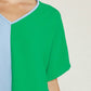 Entro - Color Block V-neck Top