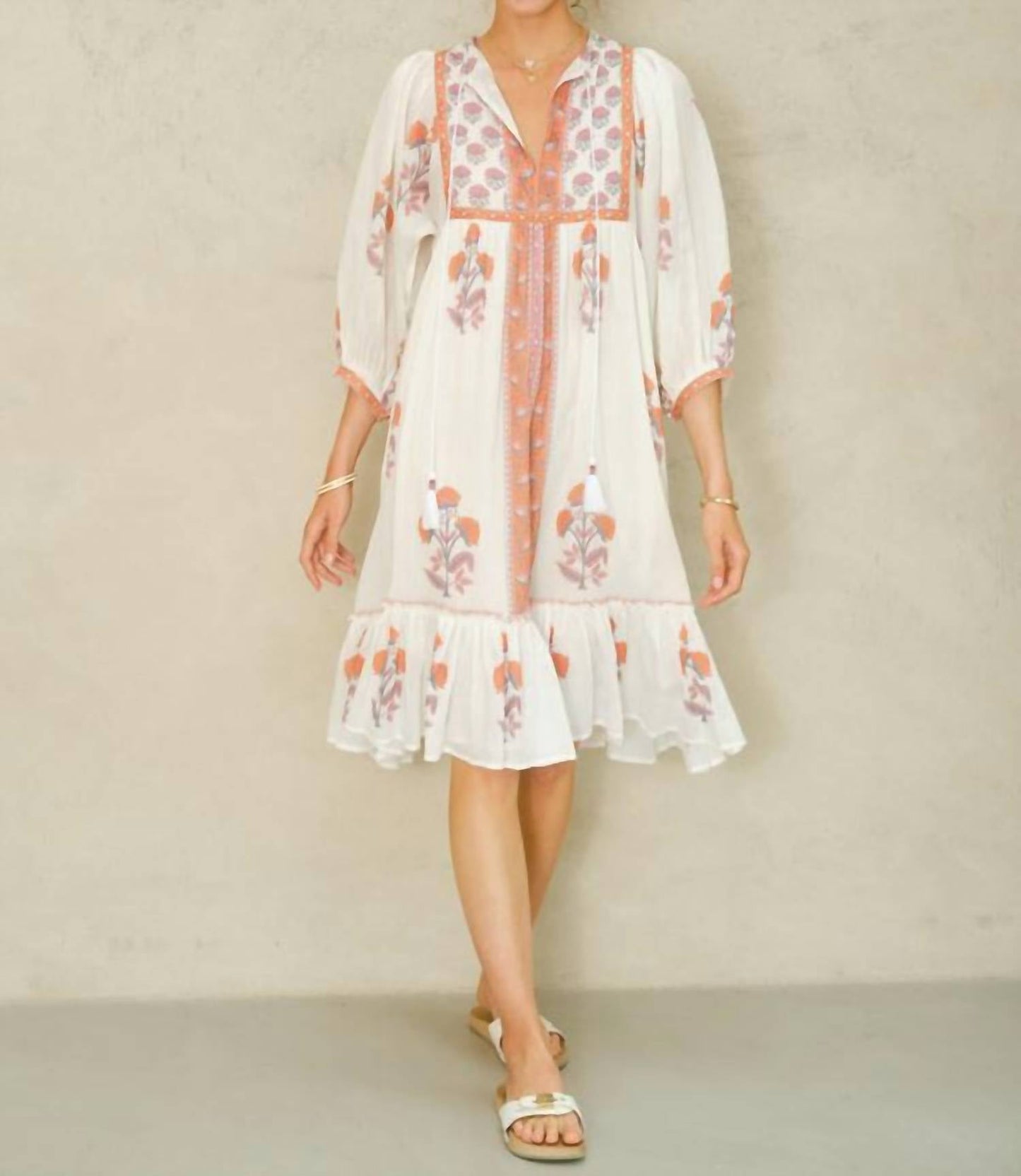 M.A.B.E. - Cadi Print Gathered Dress