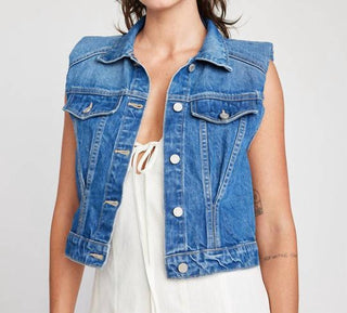 Self Contrast - Arizona Crop Slim Denim Vest