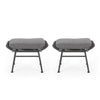 Outdoor Modern Boho Wicker Ottoman With Cushions (Set of 2)